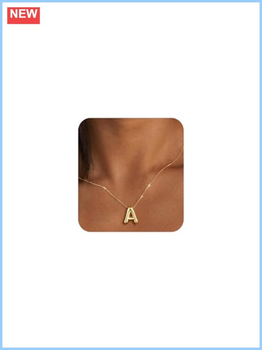 Gold Plated Initial Necklace for Women Girls 3D Bubble Letter Jewelry